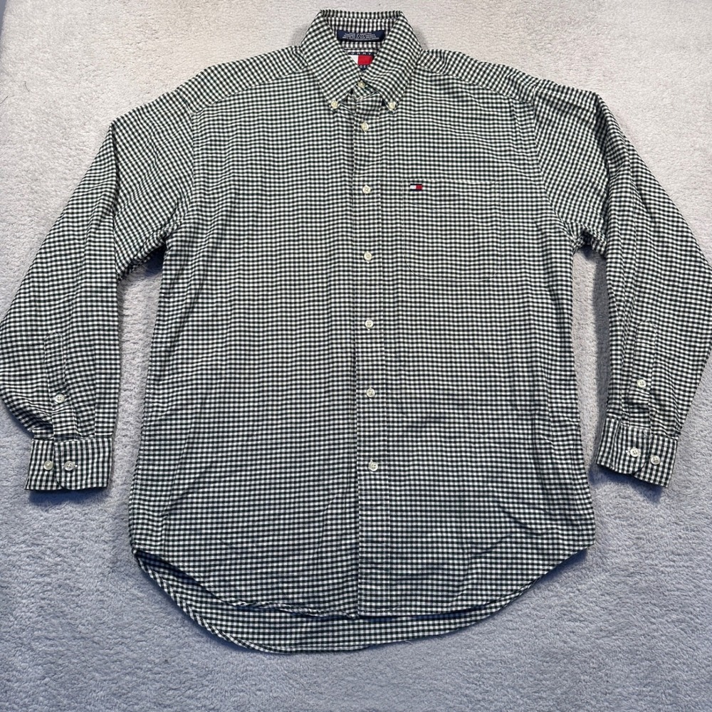 Vintage Tommy Hilfiger Mens S‎ Gingham Checkered Button Down Long Sleeve Shirt